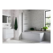 Fluted 800x1500mm Single Straight Bath Screen (5mm) - Chrome
