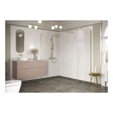 Iconix 500mm Wetroom Side Panel & Arm - Brushed Brass