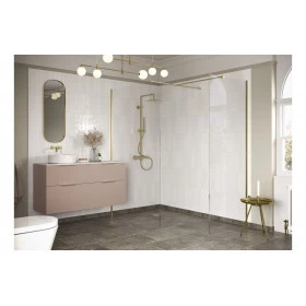 Iconix 500mm Wetroom Side Panel & Arm - Brushed Brass