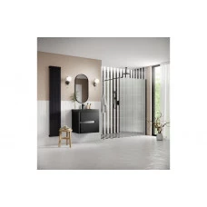 Iconix 1000mm Fluted Wetroom Panel & Support Arm - Black