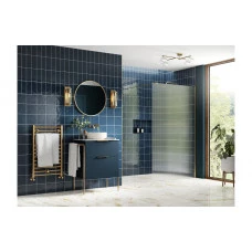 Iconix 1000mm Fluted Wetroom Panel & Support Bar - Brushed Brass