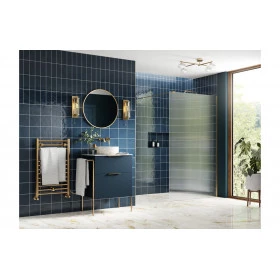 Iconix 1000mm Fluted Wetroom Panel & Support Bar - Brushed Brass