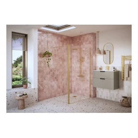 Iconix Optional 1950x300x8mm Rotatable Wetroom Panel (Full Hinge) - Brushed Brass