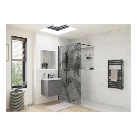 Iconix 1200mm Leaf Design Wetroom Panel - Black