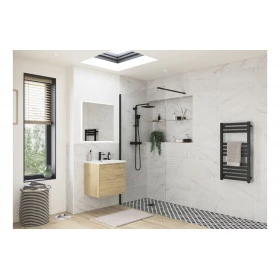 Iconix 1000mm Wetroom Panel & Support Bar - Black