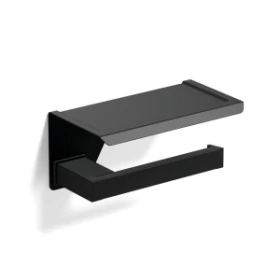 Origins Living S Cube Toilet Roll Holder with Shelf - Black 176373 Bathroom Wall Accessories