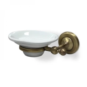 Origins Living Albany Soap Dish - Aged Brass/White ALB-112001-AB Bathroom Wall Fitting