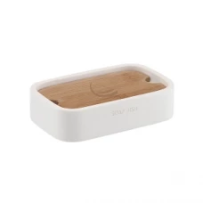 Origins Living Ninfea Soap Dish - White/Bamboo 1311-02 Origins Living Ninfea Soap Dish - White/Bamboo 1311-02