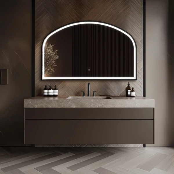 Origins Living Lomax Light Overmantle Arch 120 Black - 120x75cm LML-01R127-BK Illuminated Bathroom Mirror