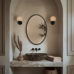 Origins Living Delphine Oval Mirror 55x80cm - Black Oval DEL-00V558-BK