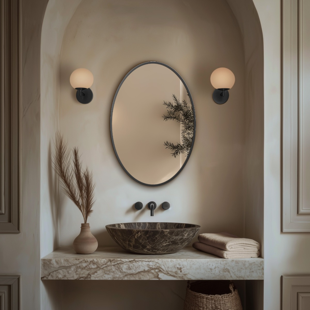 Origins Living Delphine Oval Mirror 55x80cm - Gunmetal Oval DEL-00V558-GM