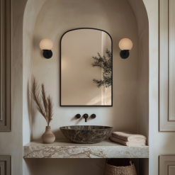 Origins Living Delphine Overmantel Arch Mirror 60x90cm - Black Overmantel Arch DEL-00R069-BK