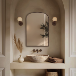 Origins Living Delphine Overmantel Arch Mirror 60x90cm - Gunmetal Overmantel Arch DEL-00R069-GM